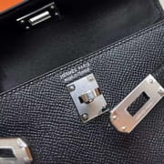 MINI KELLY EPSOM CK89 BLACK SILVER HARDWARE PHW 19CM FULL HANDMADE