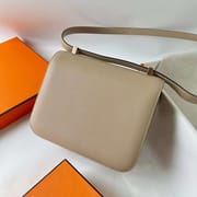 CONSTANCE EPSOM S3 LIGHT KHAKI & APRICOT ROSE GOLD HARDWARE RGHW 24CM FULL HANDMADE