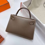 MINI KELLY EPSOM CK18 ETOUPE GREY SILVER HARDWARE PHW 19CM FULL HANDMADE