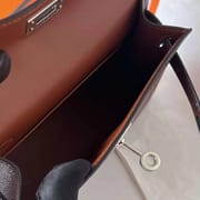 MINI KELLY CHEVRE CK41 REDDISH BROWN SILVER HARDWARE PHW 19CM FULL HANDMADE