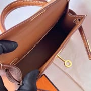 MINI KELLY EPSOM CK37 GOLDEN BROWN SILVER HARDWARE GHW 19CM FULL HANDMADE