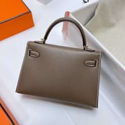 MINI KELLY EPSOM CK18 ETOUPE GREY GOLD HARDWARE GHW 19CM FULL HANDMADE