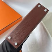 MINI KELLY CHEVRE CK41 REDDISH BROWN SILVER HARDWARE PHW 19CM FULL HANDMADE