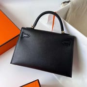 MINI KELLY EPSOM CK89 BLACK GOLD HARDWARE GHW 19CM FULL HANDMADE