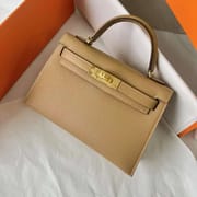 MINI KELLY EPSOM 0M TEA KHAKI GOLD HARDWARE 19CM FULL HANDMADE GHW