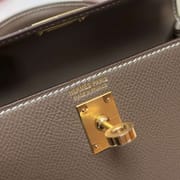 MINI KELLY EPSOM CK18 ETOUPE GREY GOLD HARDWARE GHW 19CM FULL HANDMADE