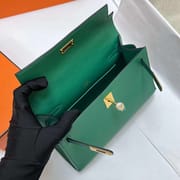 MINI KELLY POCHETTE SWIFT U4 VELVET GREEN GOLD HARDWARE GHW 22CM FULL HANDMADE