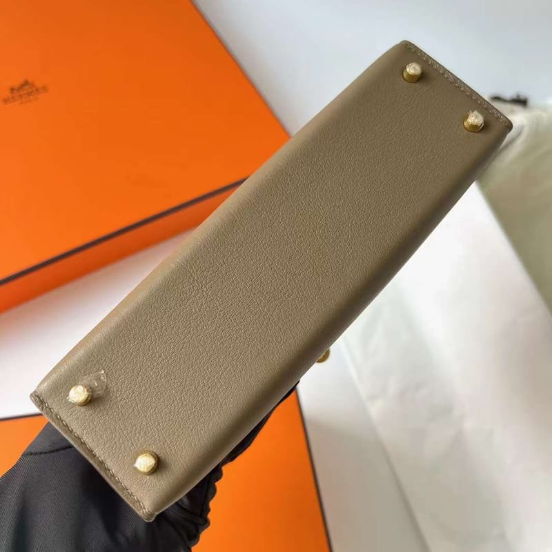 MINI KELLY SWIFT CK18 ETOUPE GREY GOLD HARDWARE GHW 19CM FULL HANDMADE