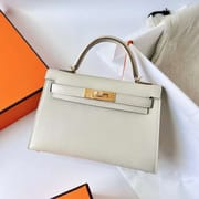 MINI KELLY EPSOM CK10 CREAMY WHITE GOLD HARDWARE GHW 19CM FULL HANDMADE