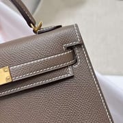 MINI KELLY EPSOM CK18 ETOUPE GREY GOLD HARDWARE GHW 19CM FULL HANDMADE