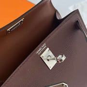 MINI KELLY CHEVRE CK41 REDDISH BROWN SILVER HARDWARE PHW 19CM FULL HANDMADE