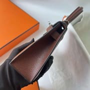 MINI KELLY CHEVRE CK41 REDDISH BROWN SILVER HARDWARE PHW 19CM FULL HANDMADE