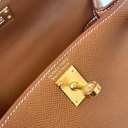 MINI KELLY EPSOM CK37 GOLDEN BROWN SILVER HARDWARE GHW 19CM FULL HANDMADE