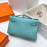 MINI KELLY POCHETTE SWIFT 3P CANDY BLUE GOLD HARDWARE GHW 22CM FULL HANDMADE