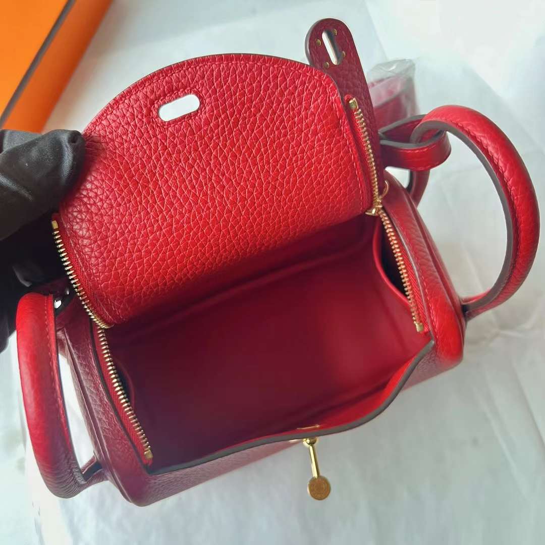 LINDY CLEMENCE Q5 BRIGHT RED GOLD HARDWARE 20CM FULL HANDMADE GHW