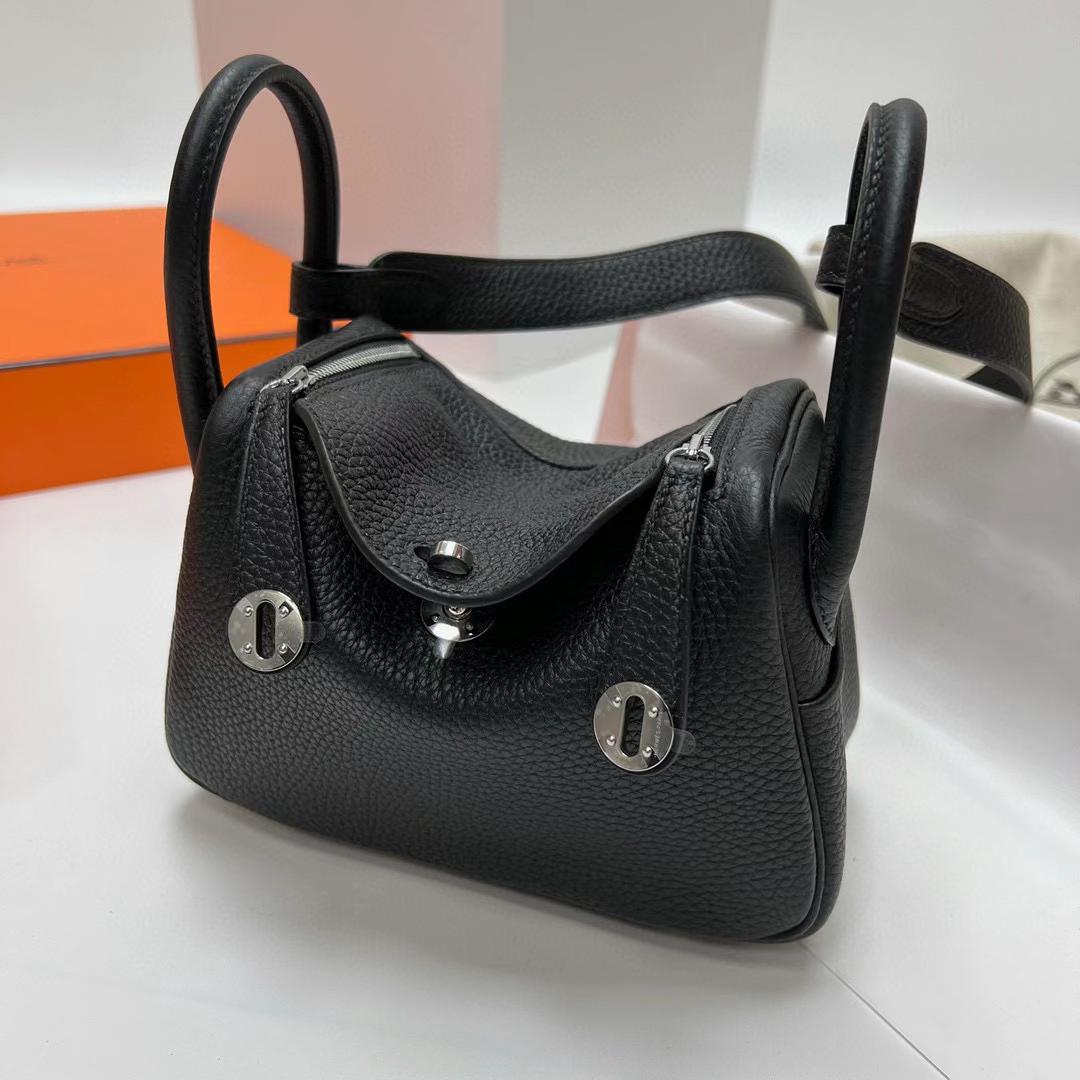 MINI LINDY CLEMENCE CK89 BLACK SILVER HARDWARE PHW 20CM FULL HANDMADE