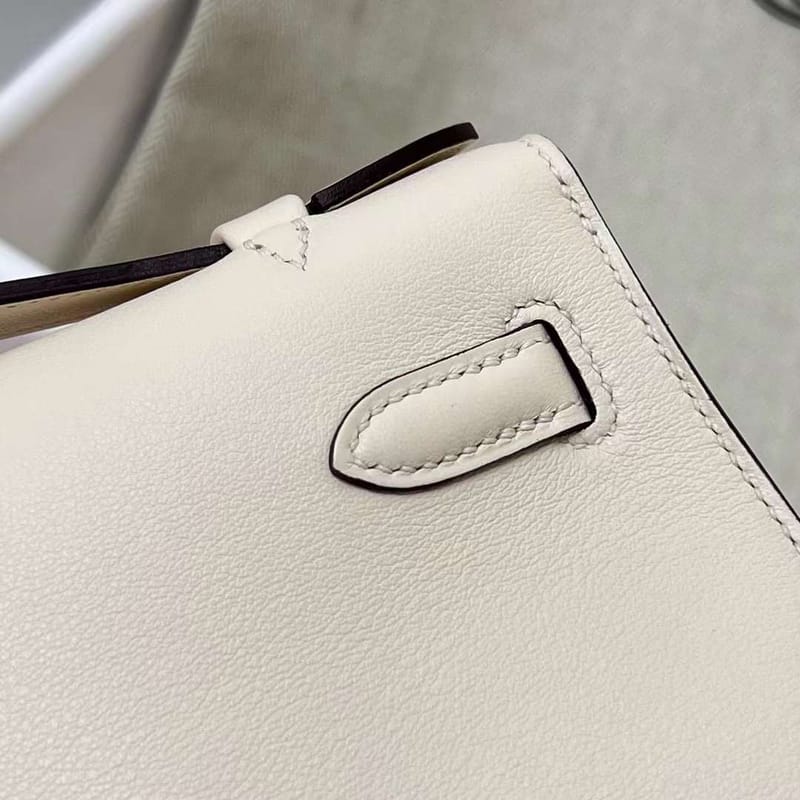 MINI KELLY POCHETTE SWIFT I2 CREAMY WHITE GOLD HARDWARE GHW 22CM FULL HANDMADE