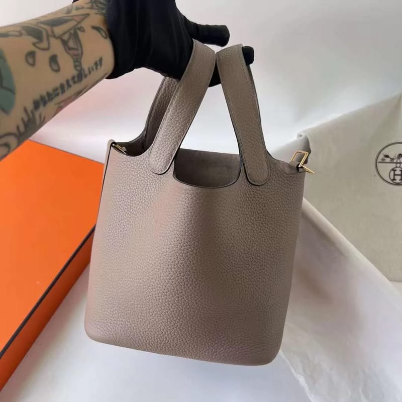 PICOTIN CLEMENCE TC M8 GREY GOLD HARDWARE GHW 18CM FULL HANDMADE