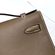 MINI KELLY POCHETTE SWIFT CK18 ETOUPE GREY & 5P SAKURA PINK SILVER HARDWARE PHW 22CM FULL HANDMADE