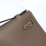 MINI KELLY POCHETTE SWIFT CK18 ETOUPE GREY SILVER HARDWARE PHW 22CM FULL HANDMADE