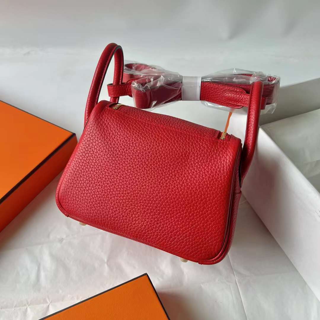 LINDY CLEMENCE Q5 BRIGHT RED GOLD HARDWARE 20CM FULL HANDMADE GHW