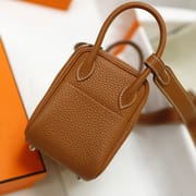 MINI LINDY TOGO CK37 GOLDEN BROWN SILVER HARDWARE PHW 20CM FULL HANDMADE