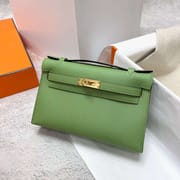 MINI KELLY POCHETTE EPSOM I3 AVOCADO GREEN GOLD HARDWARE GHW 22CM FULL HANDMADE