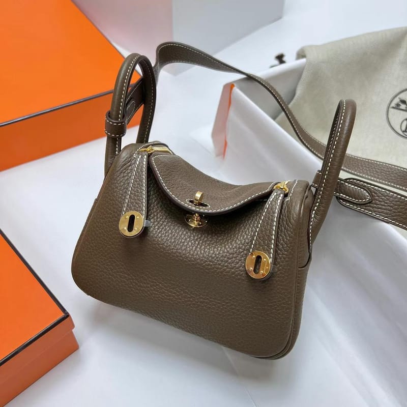 Mini Lindy 20cm Clemence Ck18 Etoupe Grey Gold Hardware Ghw Full Handmade