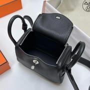 MINI LINDY CLEMENCE CK89 BLACK SILVER HARDWARE PHW 20CM FULL HANDMADE