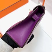 MINI KELLY POCHETTE SWIFT P9 ACTINIAE PURPLE GOLD HARDWARE GHW 22CM FULL HANDMADE