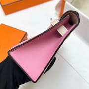 MINI KELLY POCHETTE SWIFT 5P ROSE SAKURA & I2 CREAMY WHITE SILVER HARDWARE PHW 22CM FULL HANDMADE
