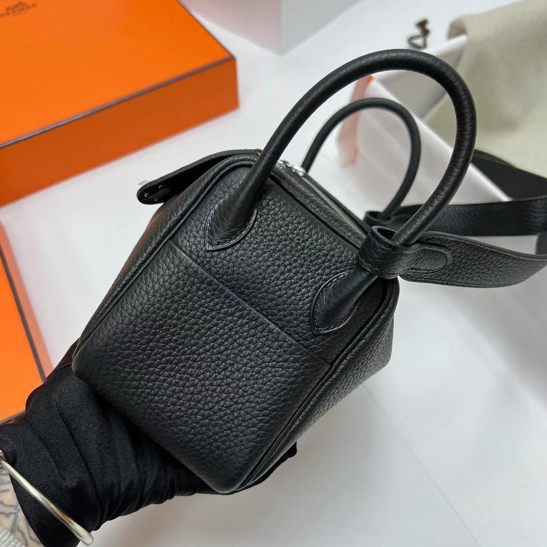 MINI LINDY CLEMENCE CK89 BLACK SILVER HARDWARE PHW 20CM FULL HANDMADE