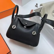 MINI LINDY CLEMENCE CK89 BLACK SILVER HARDWARE PHW 20CM FULL HANDMADE