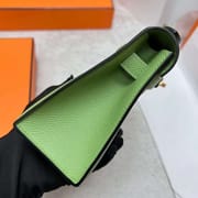 MINI KELLY POCHETTE EPSOM I3 AVOCADO GREEN GOLD HARDWARE GHW 22CM FULL HANDMADE