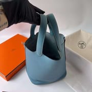PICOTIN CLEMENCE TC CK75 DENIM BLUE SILVER HARDWARE PHW 22CM FULL HANDMADE