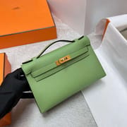 MINI KELLY POCHETTE EPSOM I3 AVOCADO GREEN GOLD HARDWARE GHW 22CM FULL HANDMADE