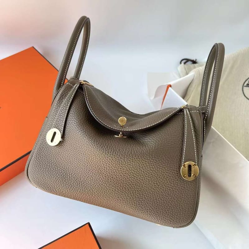 Lindy  26cm Clemence Ck18 Etoupe Grey Gold Hardware Ghw Full Handmade