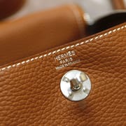 MINI LINDY TOGO CK37 GOLDEN BROWN SILVER HARDWARE PHW 20CM FULL HANDMADE