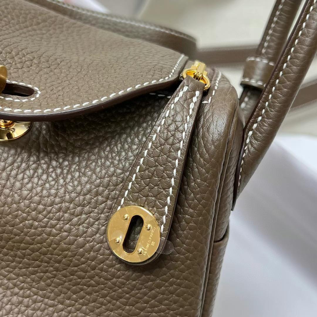 LINDY CLEMENCE CK18 ETOUPE GREY GOLD HARDWARE GHW 20CM FULL HANDMADE