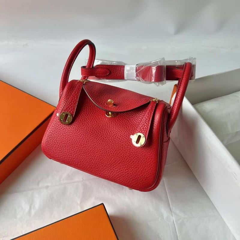 LINDY CLEMENCE Q5 BRIGHT RED GOLD HARDWARE 20CM FULL HANDMADE GHW