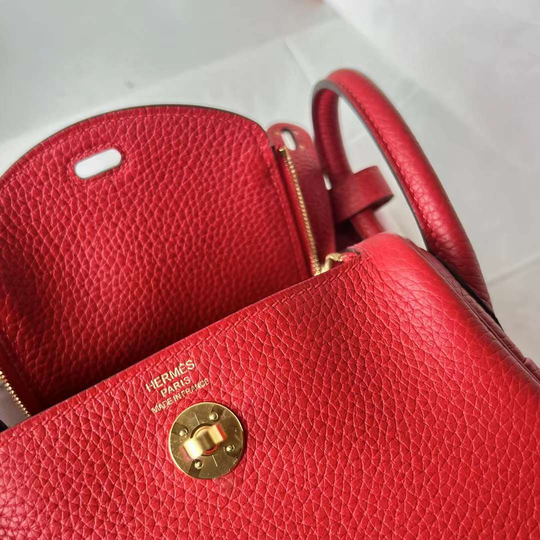 LINDY CLEMENCE Q5 BRIGHT RED GOLD HARDWARE 20CM FULL HANDMADE GHW