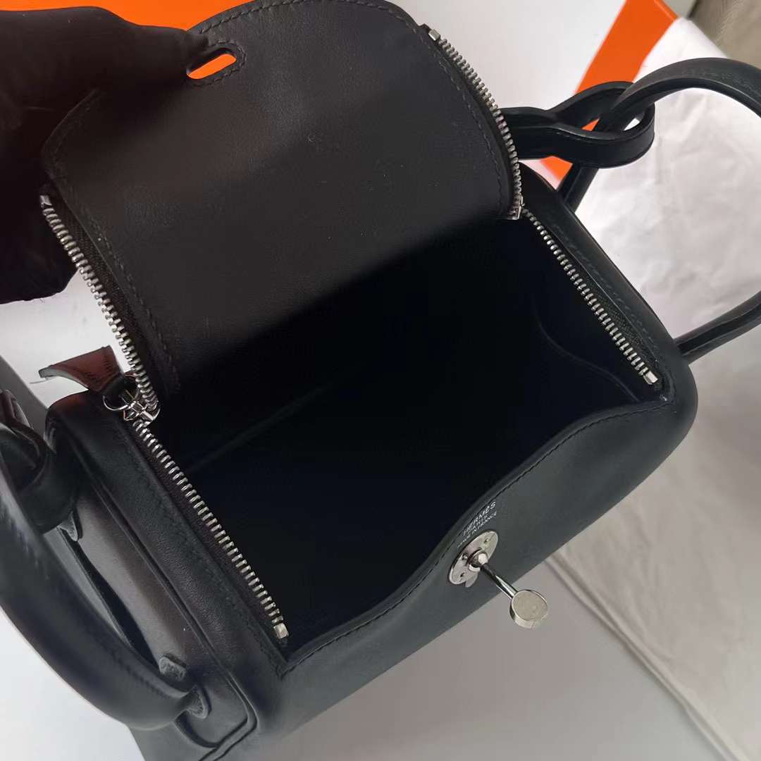MINI LINDY SWIFT CK89 BLACK SILVER HARDWARE PHW 20CM FULL HANDMADE