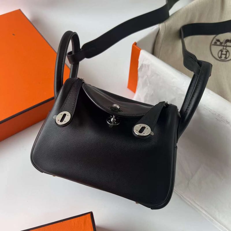 Mini Lindy 20cm Swift Ck89 Black Silver Hardware Phw Full Handmade