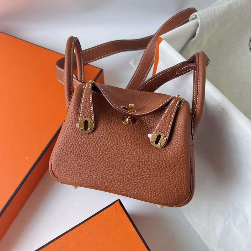 LINDY CLEMENCE CK37 GOLDEN BROWN GOLD HARDWARE GHW 20CM FULL HANDMADE