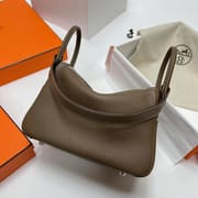 LINDY CLEMENCE CK18 ETOUPE GREY SILVER HARDWARE PHW 26CM FULL HANDMADE