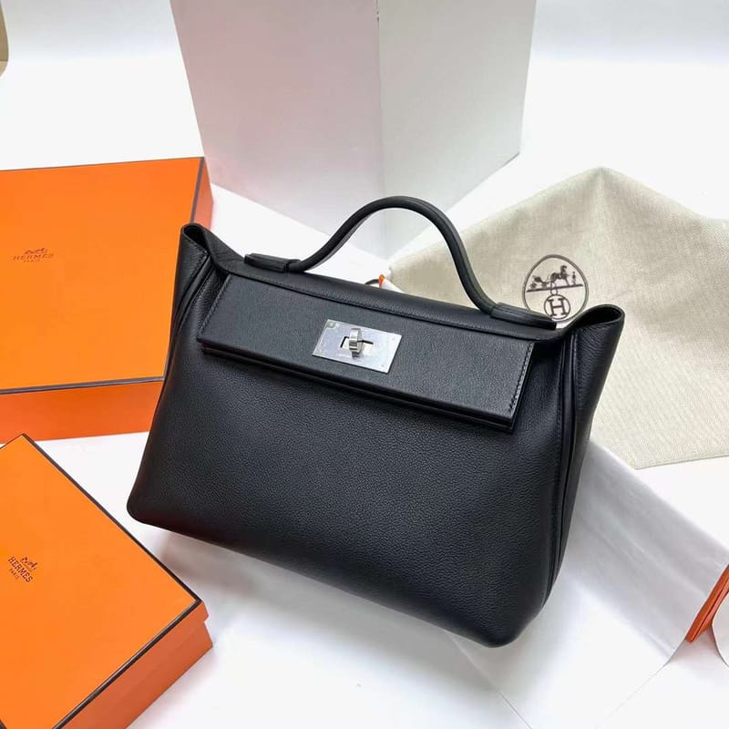 KELLY 2424 MAURICE & SWIFT CK89 BLACK SILVER HARDWARE PHW 29CM FULL HANDMADE