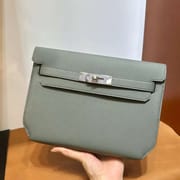 KELLY DEPECHES TOGO CC63 APRICOT GREEN SILVER HARDWARE 25CM FULL HANDMADE PHW