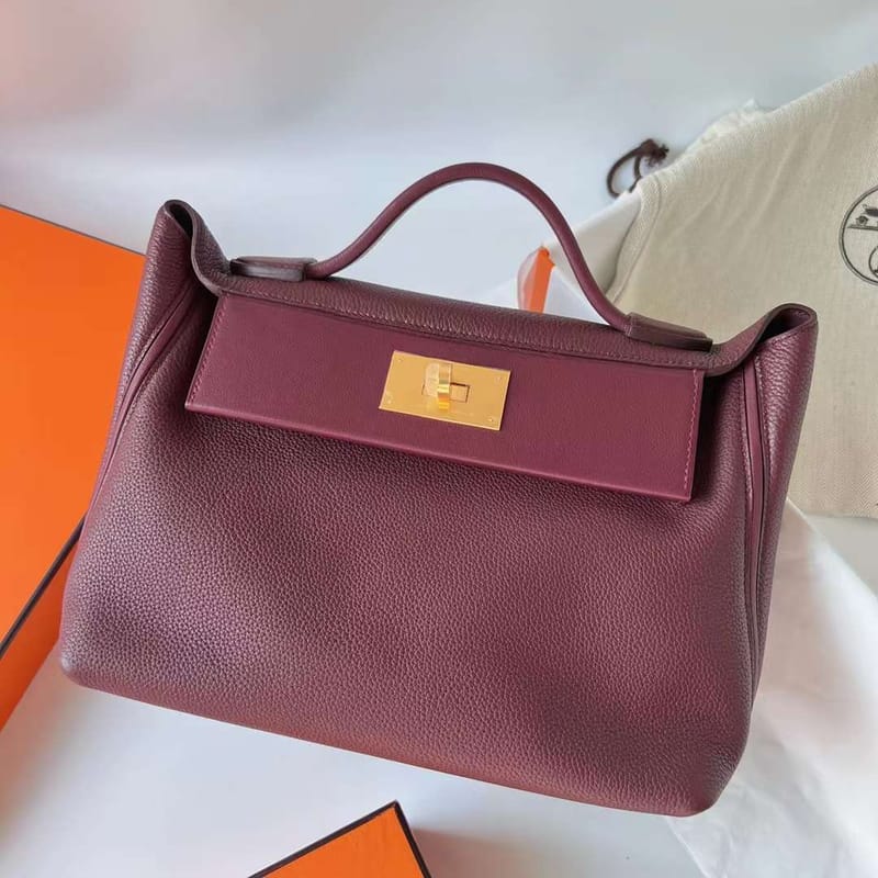 KELLY 2424 MAURICE & SWIFT CK55 REDDISH BROWN GOLD HARDWARE GHW 29CM FULL HANDMADE