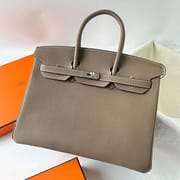 BIRKIN TOGO CK18 ETOUPE GREY SILVER HARDWARE PHW 35CM FULL HANDMADE
