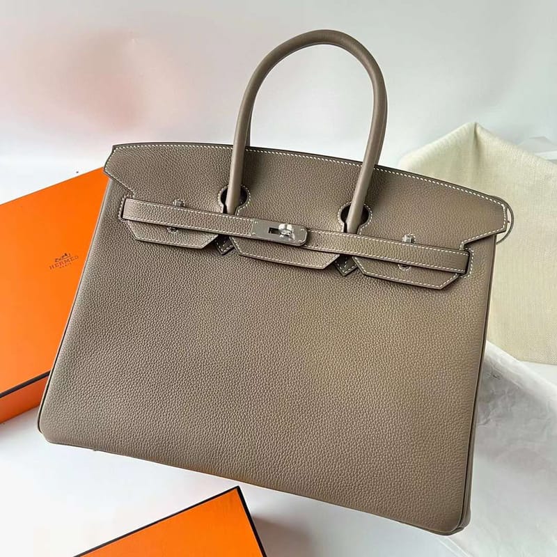 BIRKIN TOGO CK18 ETOUPE GREY SILVER HARDWARE PHW 35CM FULL HANDMADE